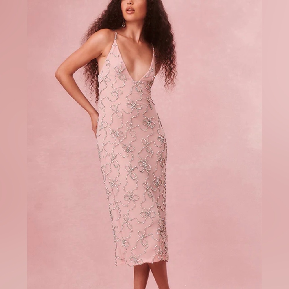LoveShackFancy Kaylen beaded bow dress